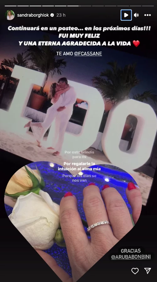 Sandra Borghi renovó votos matrimoniales en Aruba