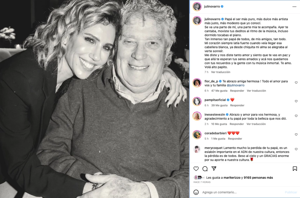El posteo que Julieta Novarro le dedicó a su papá, Chico Novarro.
