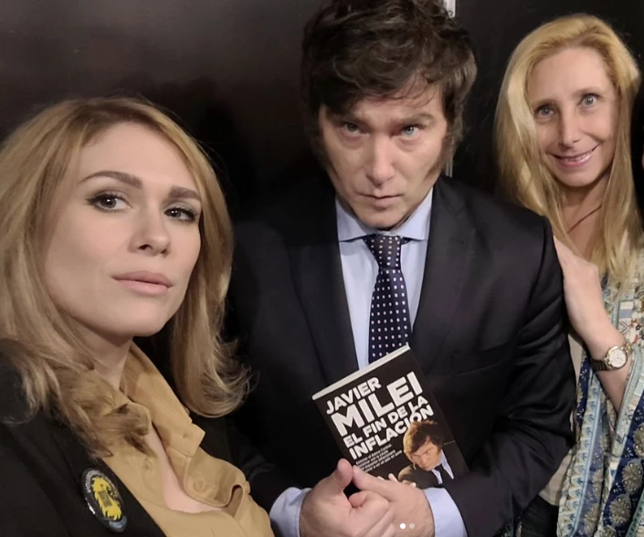 Lilia Lemoine con Javier y Karina Milei