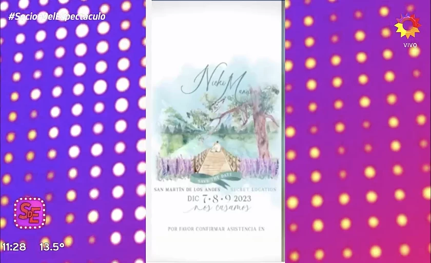 Invitación casamiento Nicole Neumann Manu Urcera