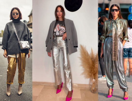 Guía de estilo: cómo llevar el pantalón metalizado a plena luz del día