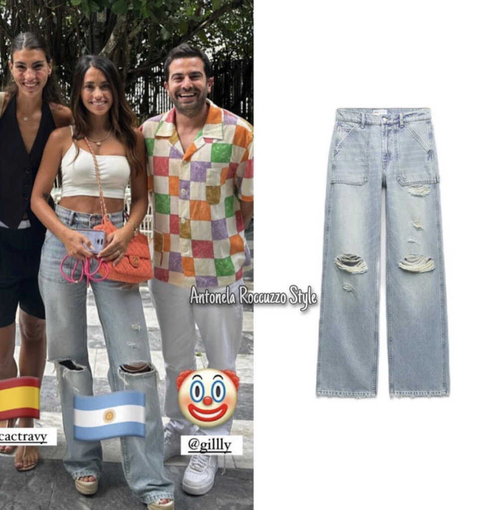 El look casual de Antonela Roccuzzo. Foto: Instagram.