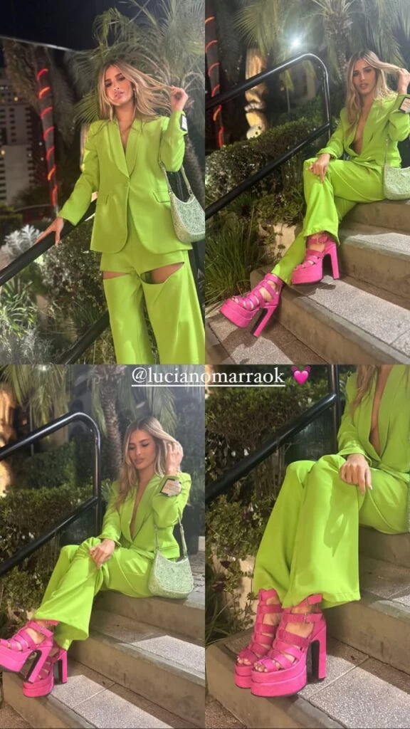 El look de Juli Poggio en color verde manzana
