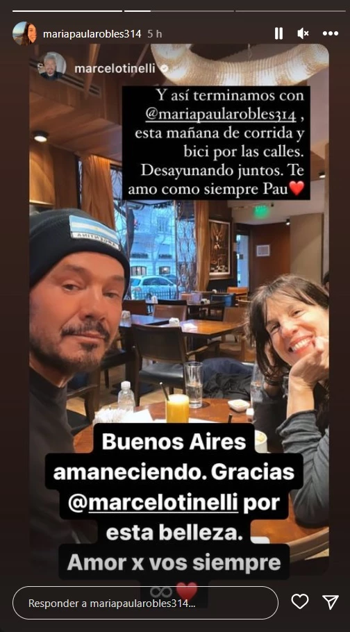 Marcelo Tinelli junto a Paula Robles después de entrenar juntos