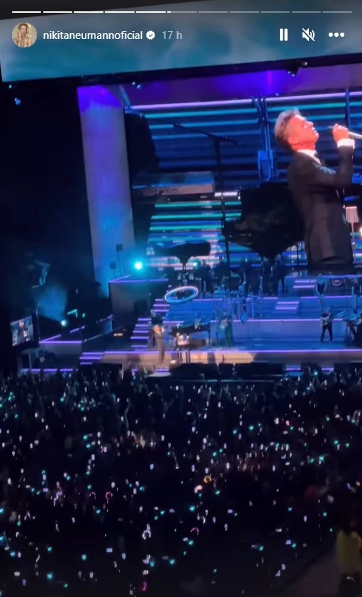 Nicole Neumann en el show de Luis Miguel con Manu Urcera