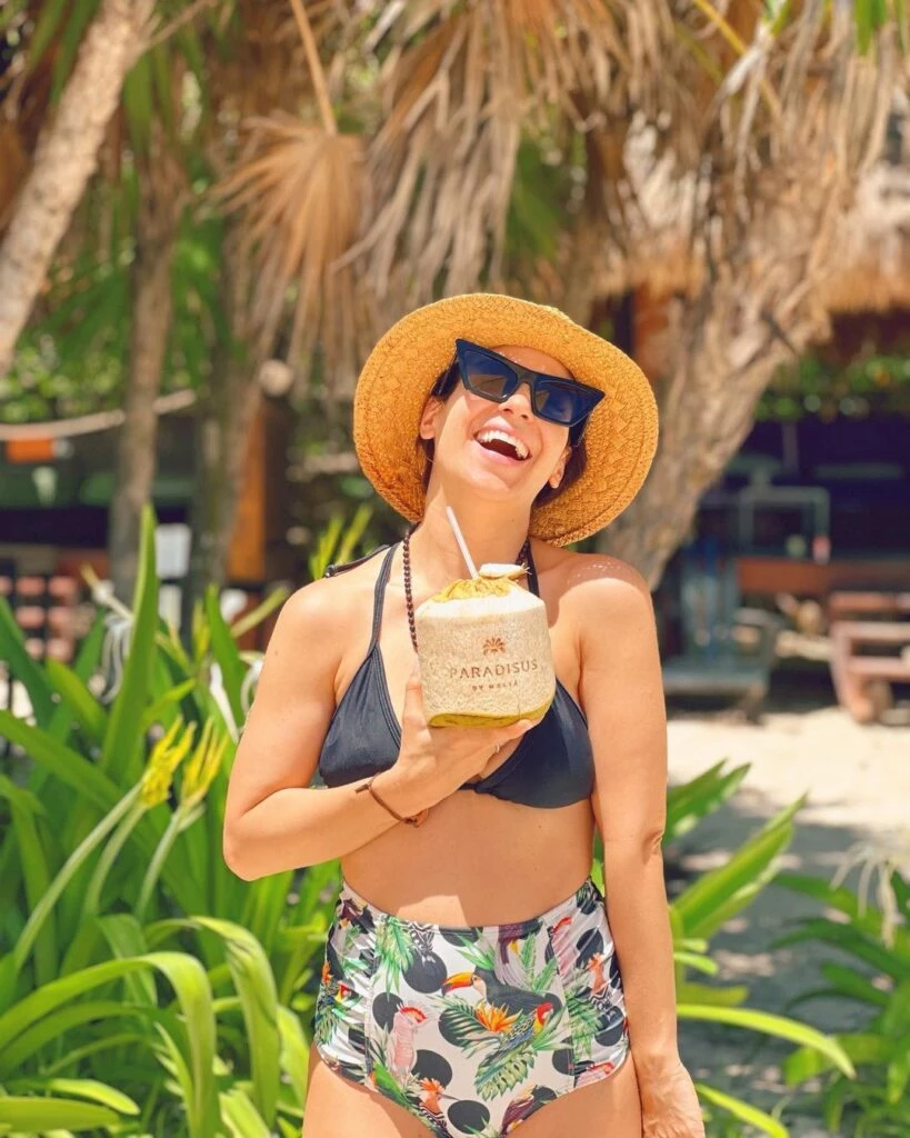 Agustina Cherri y su familia de vacaciones en México