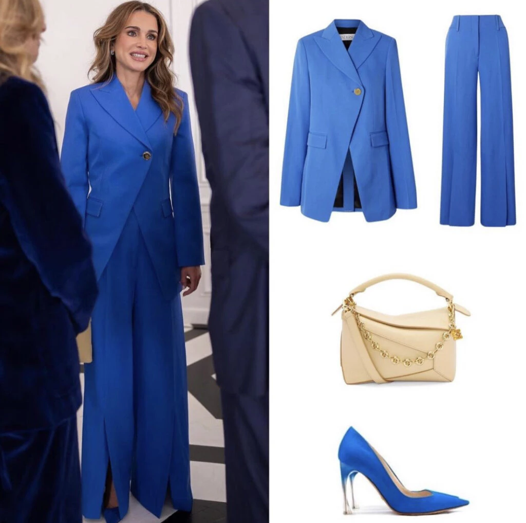 Así es el look monocromático que usó Rania de Jordania en Nueva York. Foto: Instagram.