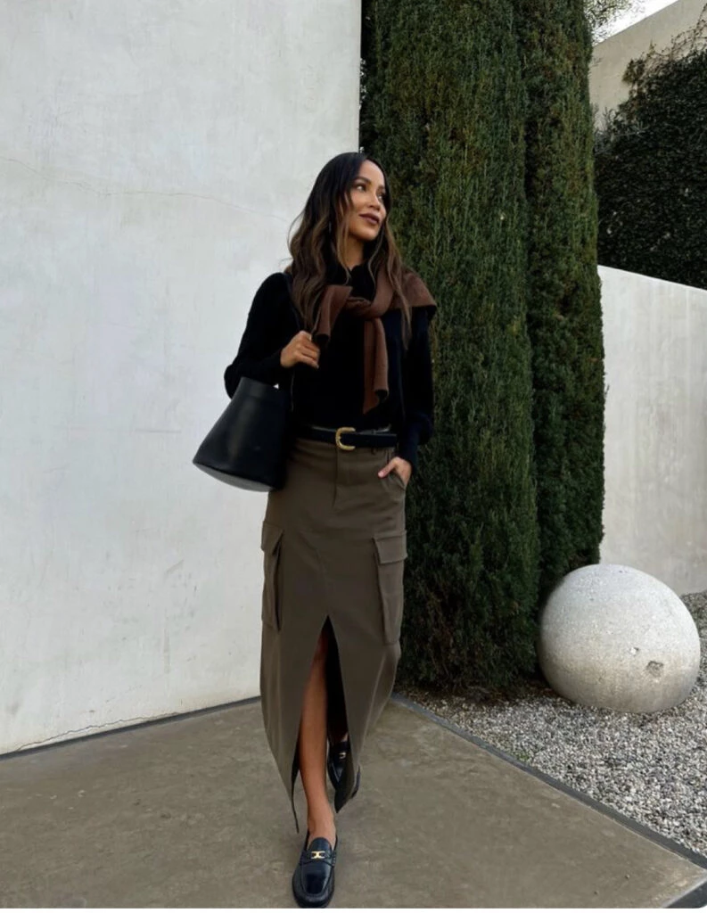 Así se usan las polleras cargo esta temporada. Foto: Pinterest.