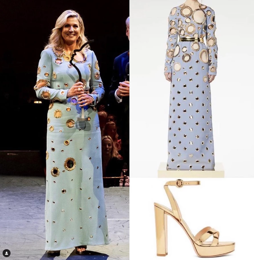 Máxima llevó un original vestido de Claes Iversen que ya había usado en 2021