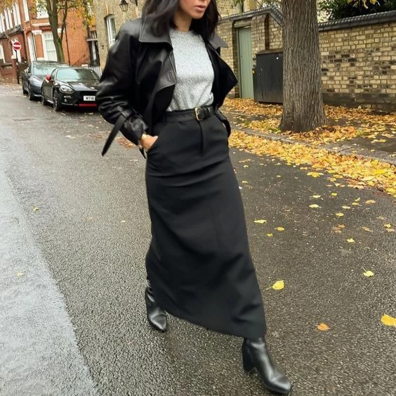 falda negra con campera