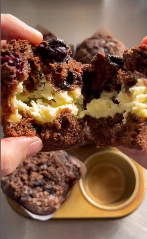 Muffins de chocolate con cheesecake