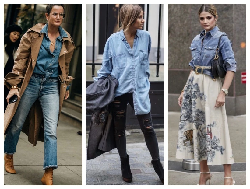 destacada camisa de jean ok