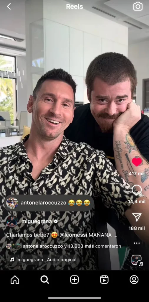 Perlitas del encuentro de Migue Granados con Leo Messi Antonela empezó a seguirme en Instagram!