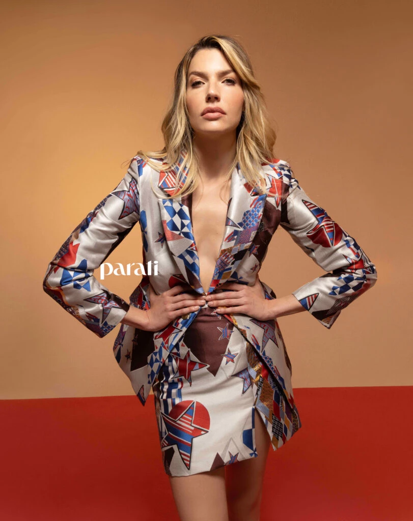 Saco y minifalda de brocato estampado @dollstore