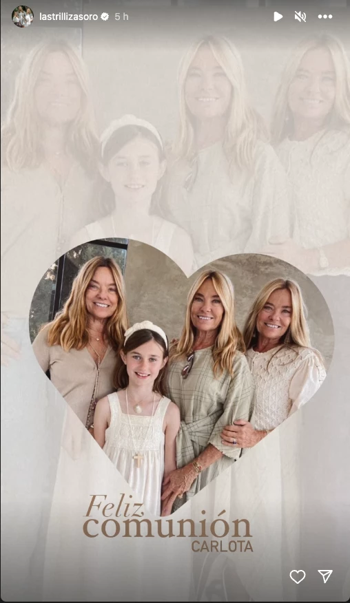 Trillizas de Oro con Carlota, una de sus nietas.