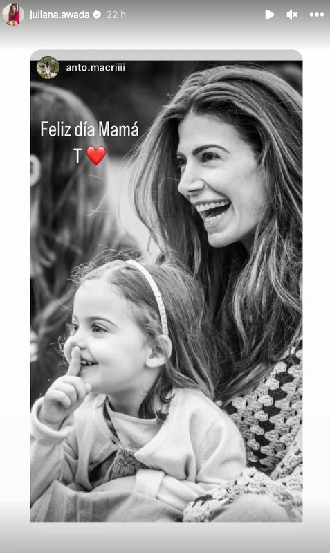 El saludo de Antonia Macri para Juliana Awada en el dia de la madre. Foto IG.
