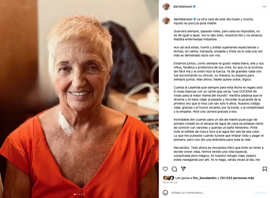 Darío Barassi habló acerca de la enfermedad de su mamá