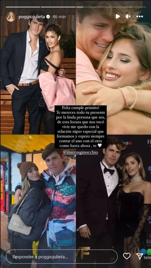 El posteo de Juli Poggio para Marcos Ginocchio