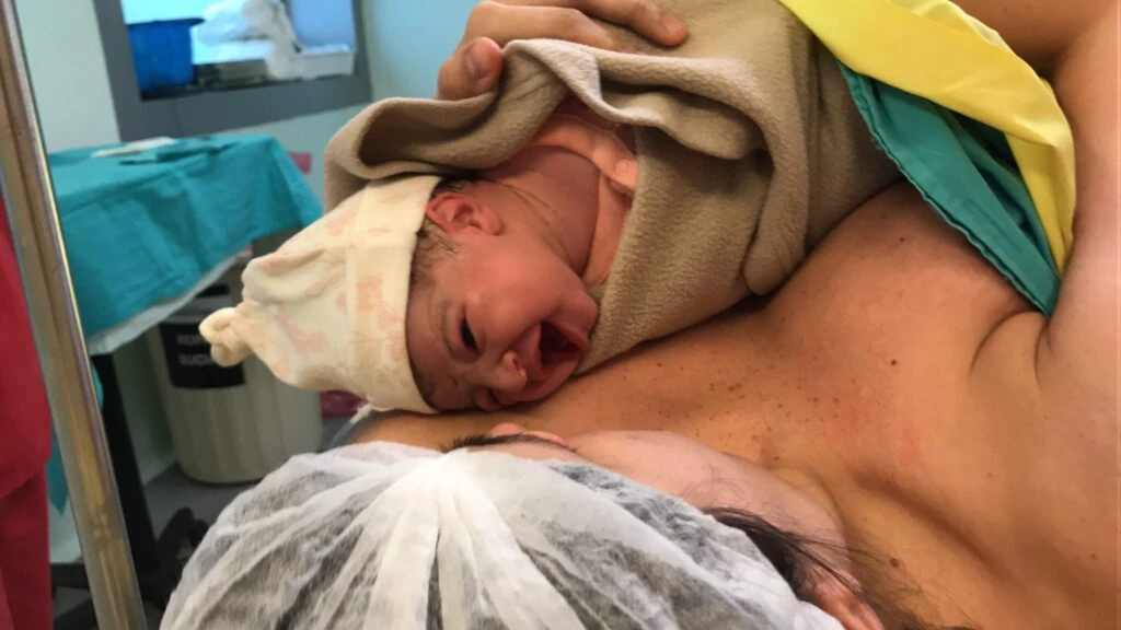 Ernesto Raffo y Betina en el día que nació Guillermina