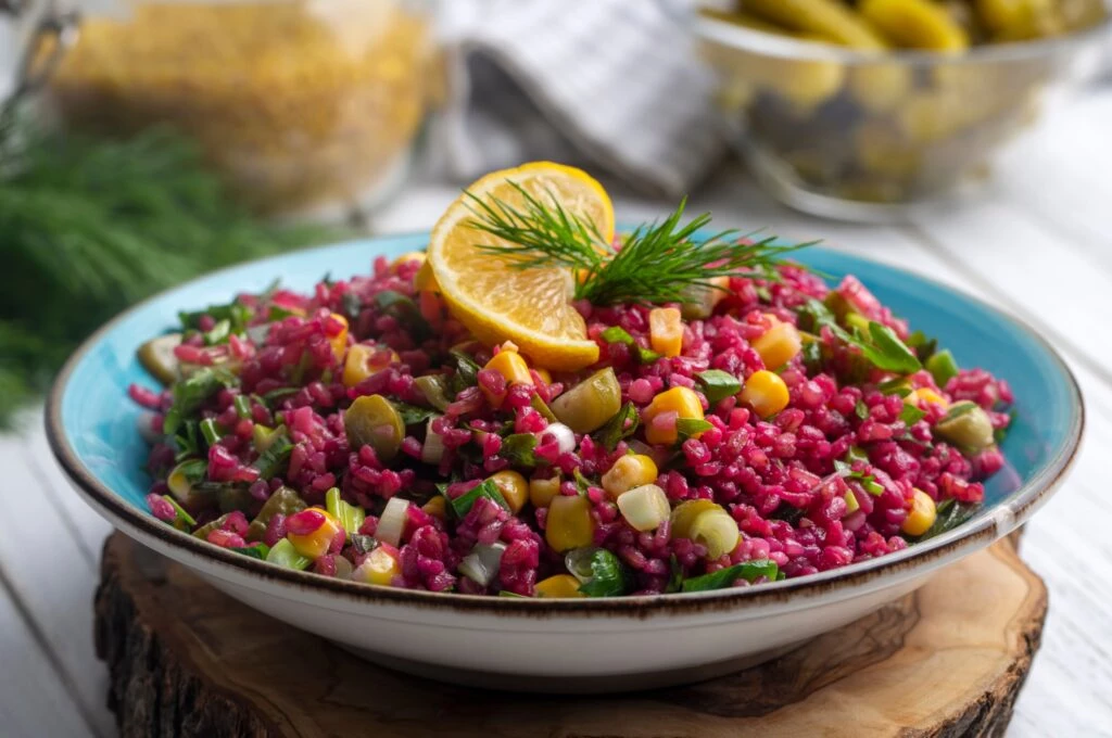 Bowl de remolachas y lentejas con arroz integral