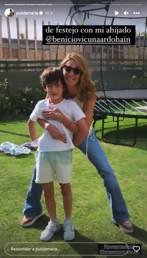 Puli Demaría con su ahijado Benicio en su cumpleaños