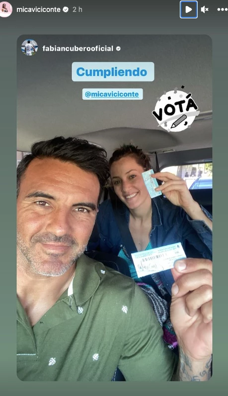 Mica Vicoconte y Fabián Cubero, tras votar