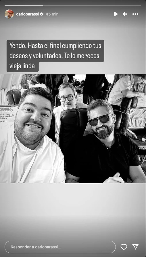 Darío Barassi y sus hermanos en viaje a San Juan, tras la noticia de la muerte de su mamá. Foto IG.