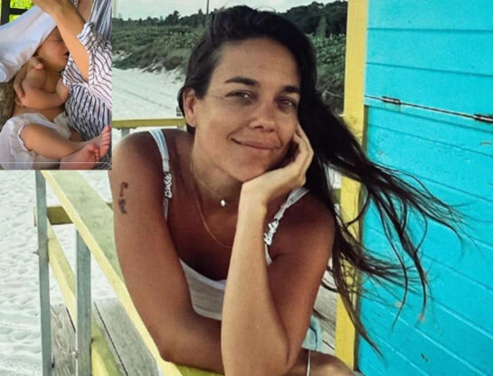 Sonia Zavaleta mostró la carita de su bebé, que es el nieto número 18 de las Trillizas de Oro