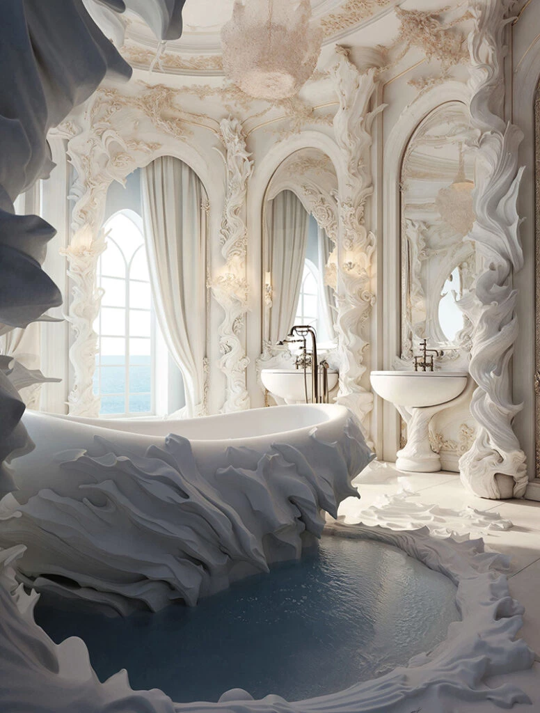 El Baño inspirado en la obra de Lola Mora.