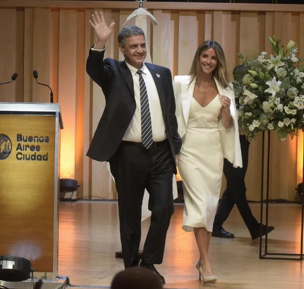 Jorge Macri y Belén Ludueña en la asunción como Jefe de Gobierno de CABA