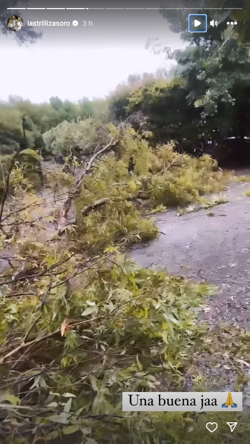 La trilliza Maria Emilia mostró los destrozos que la tormenta dejó en su casa
