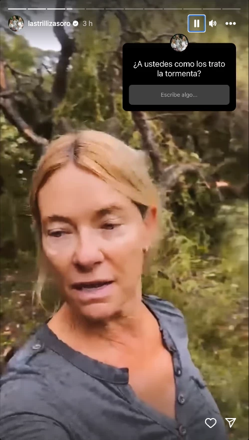 La trilliza Maria Emilia mostró los destrozos que la tormenta dejó en su casa