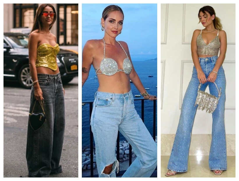 Destacada jean y brillos