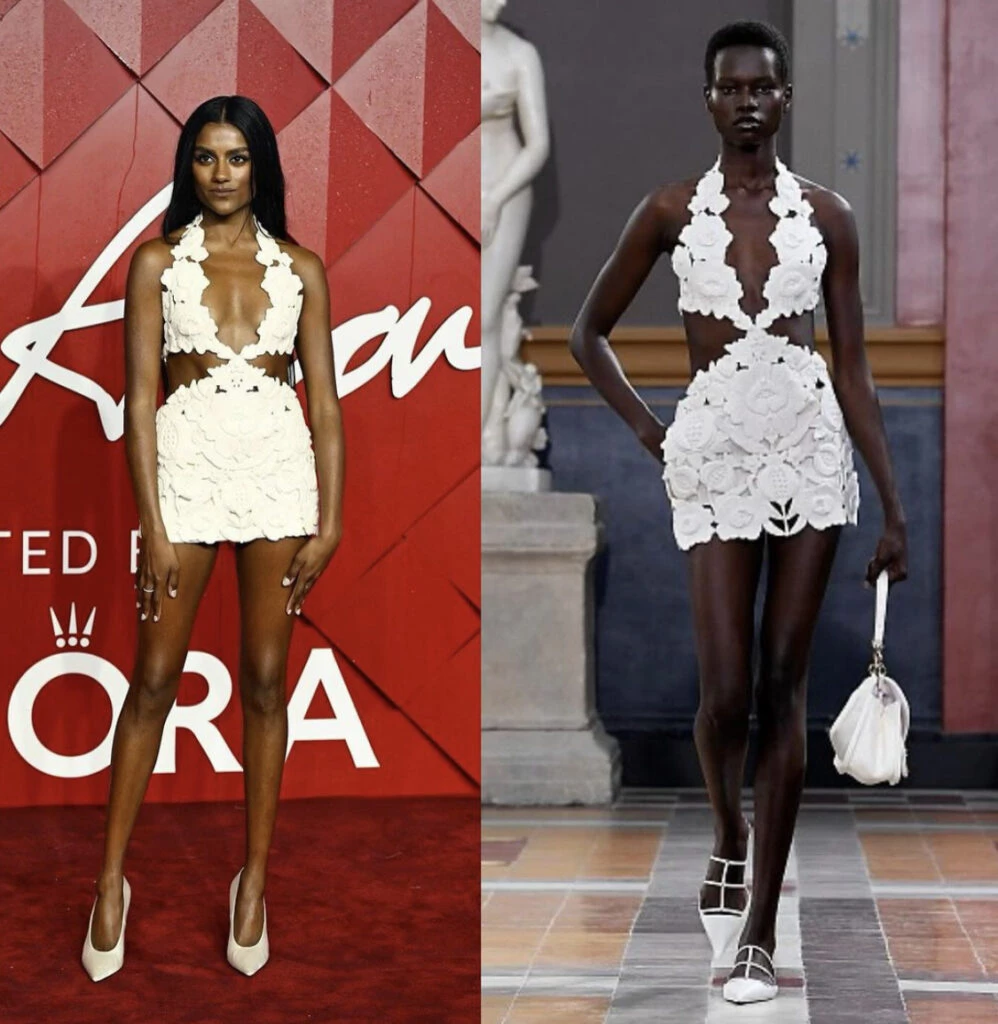 Simone Ashley en los Fashion Awards 2023. Foto: Instagram. 
