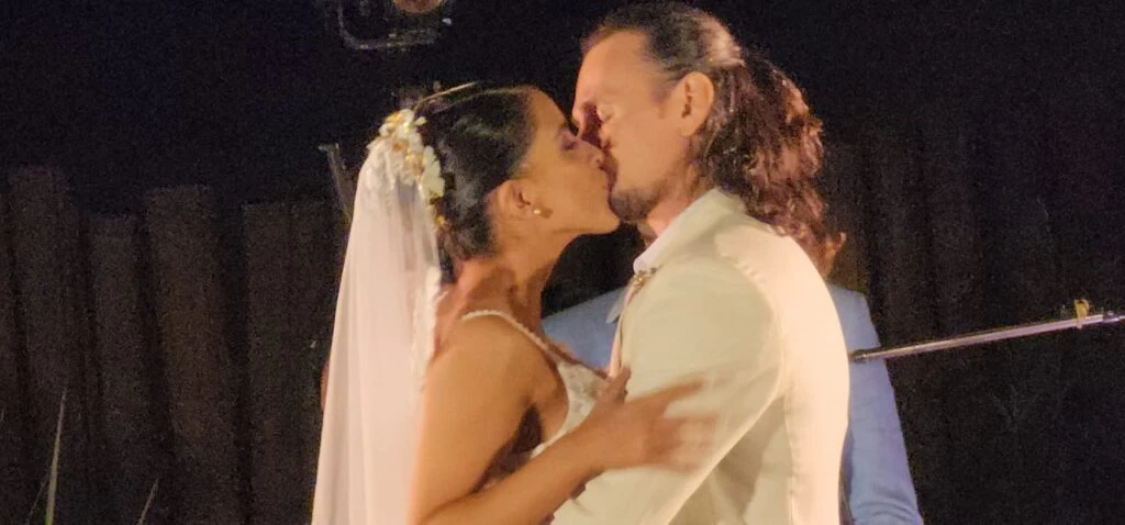 Casamiento de Celeste Muriega y Christian Sancho: el primer look de la novia.