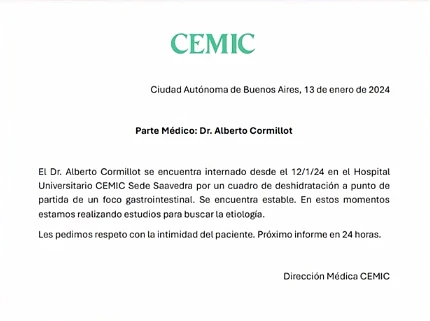 parte médico Cormillot