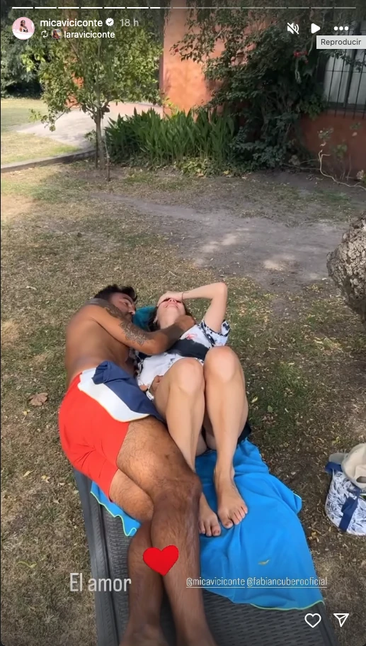 Mica Viciconte y Fabián Cubero captados in fraganti en una sesión de mimos