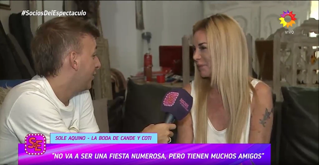 Sole Aquino reveló detalles impactantes sobre la boda de Cande Tinelli y Coti Sorokin