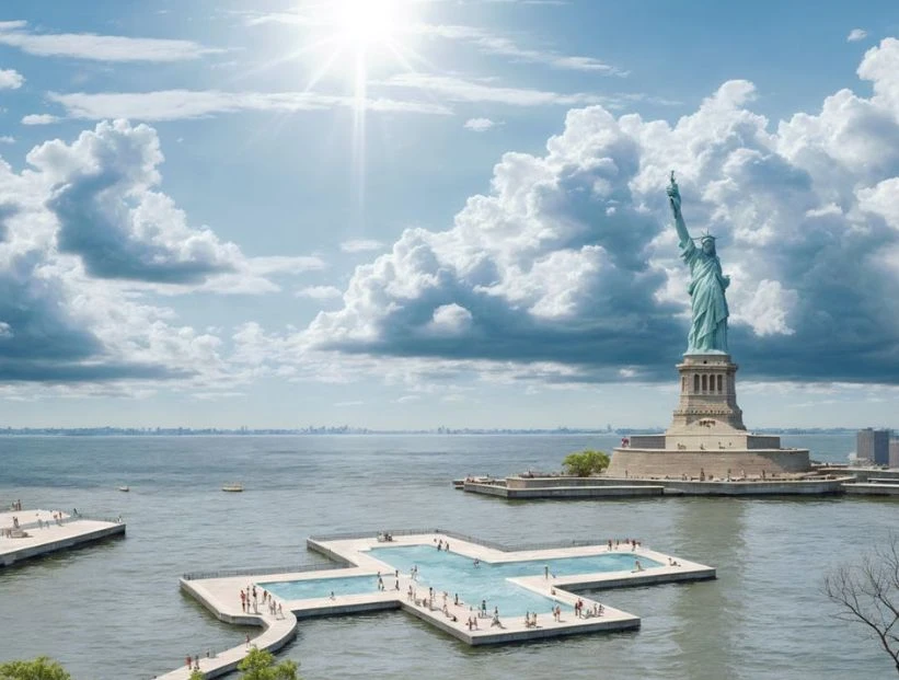 Increíble: así es la primera piscina flotante que se inaugurará en Nueva York
