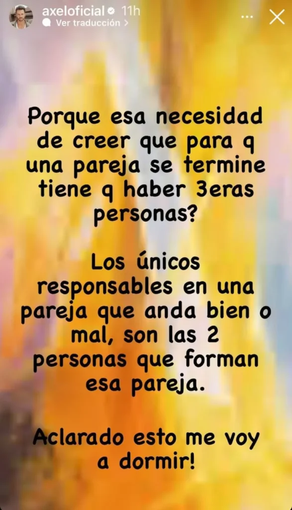 Qué dijo Axel tras los rumores de infidelidad