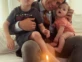 Nacho Otero con sus hijos en su cumpleaños pasado.