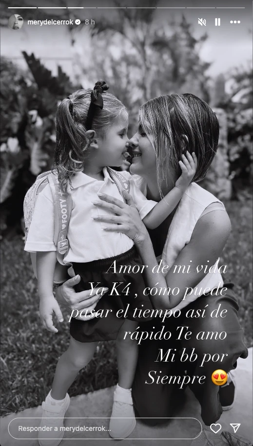 Cala, la hija menor de Mery del Cerro, empezó sala de 4.