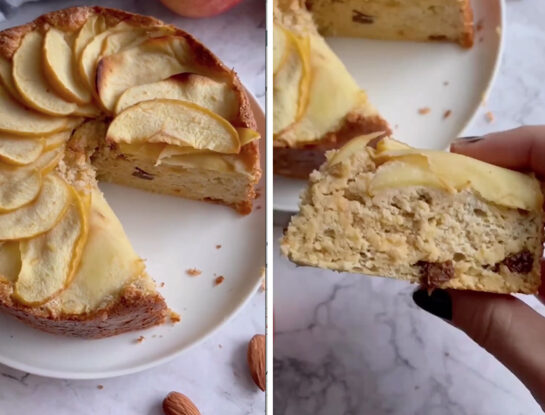 Bizcochuelo de manzana con solo tres ingredientes: fácil, rico y económico