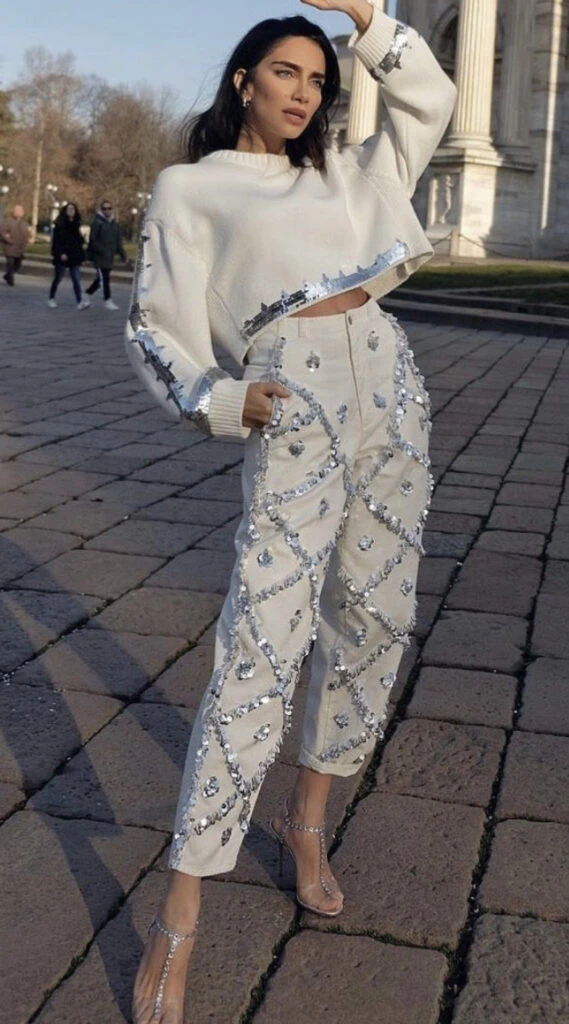 Embellished jeans, los más deseados de este 2024. Foto: Pinterest. 