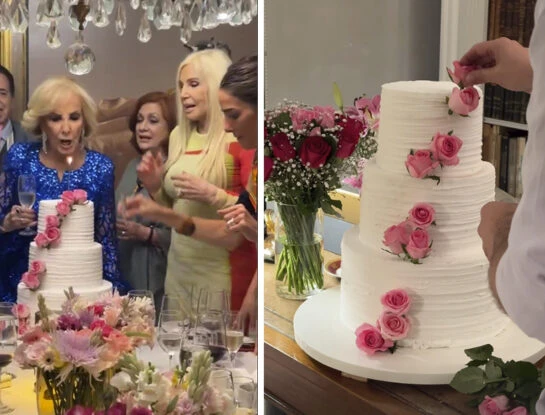 Así fue la espectacular torta de cumpleaños de Mirtha Legrand: de tres pisos y decorada con flores naturales