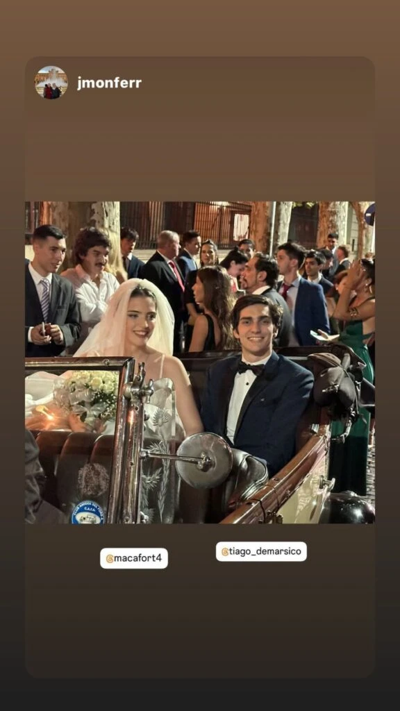 Las fotos del casamiento por iglesia de Macarena Fort y Tiago Demársico. Foto Instagram