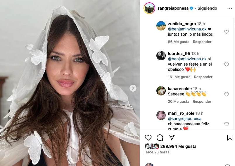 El posteo de la China y los mensajes de sus seguidores. Foto IG.