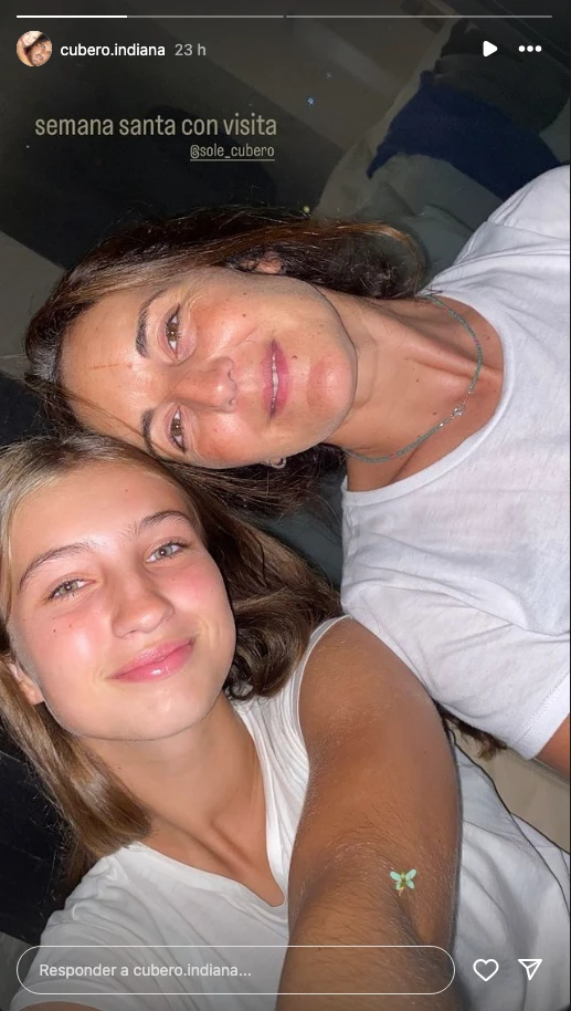 Indiana Cubero con su tía Sole, en el reencuentro más esperado. Foto IG.