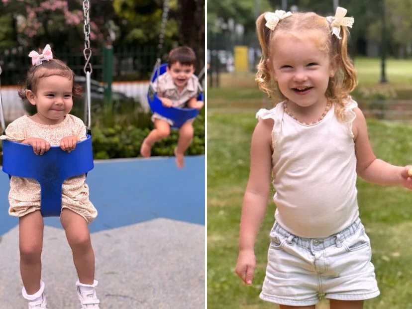 Las fotos de Ana García Moritán, Sarah Burlando y Cósimo, el hijo de Angie Balbiani, jugando en la plaza
