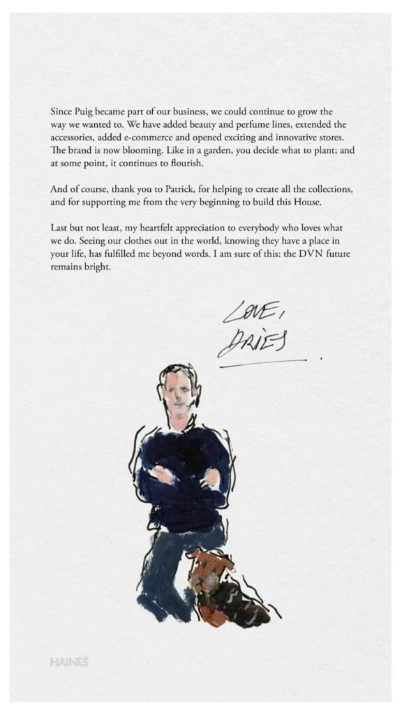 Dries Van Noten se despide de la moda. Foto: Instagram. 